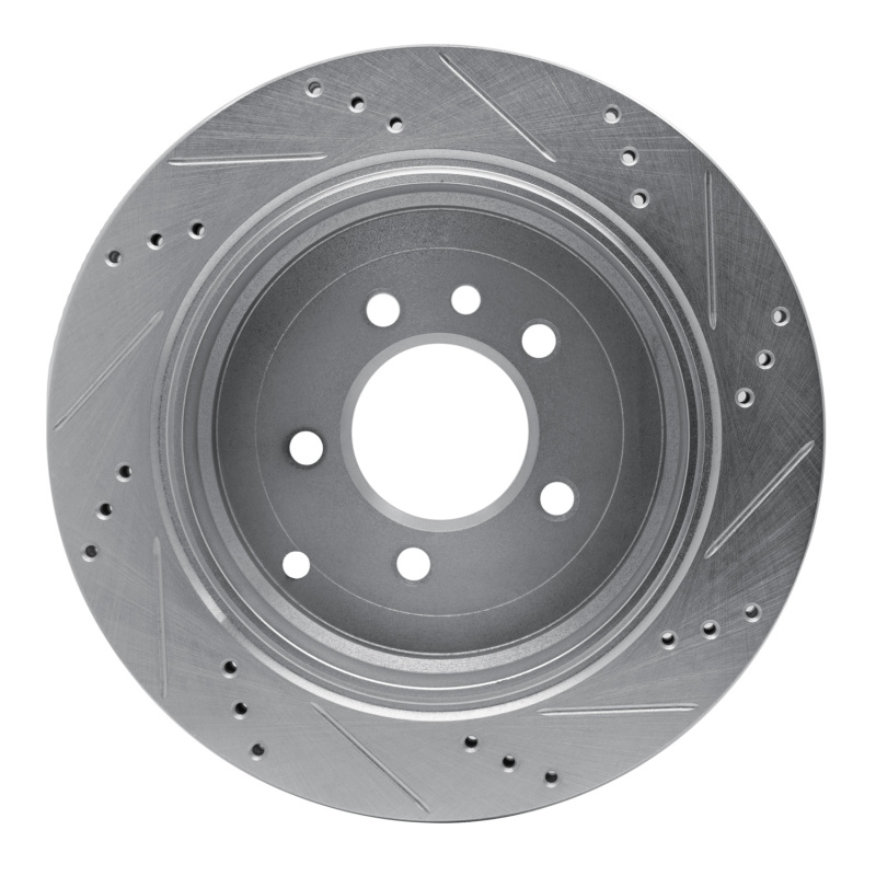 Land Rover LR3 Brake Rotor (1) - Rear Left - R1 Concepts - Drilled & Slotted - Silver - `05-`07